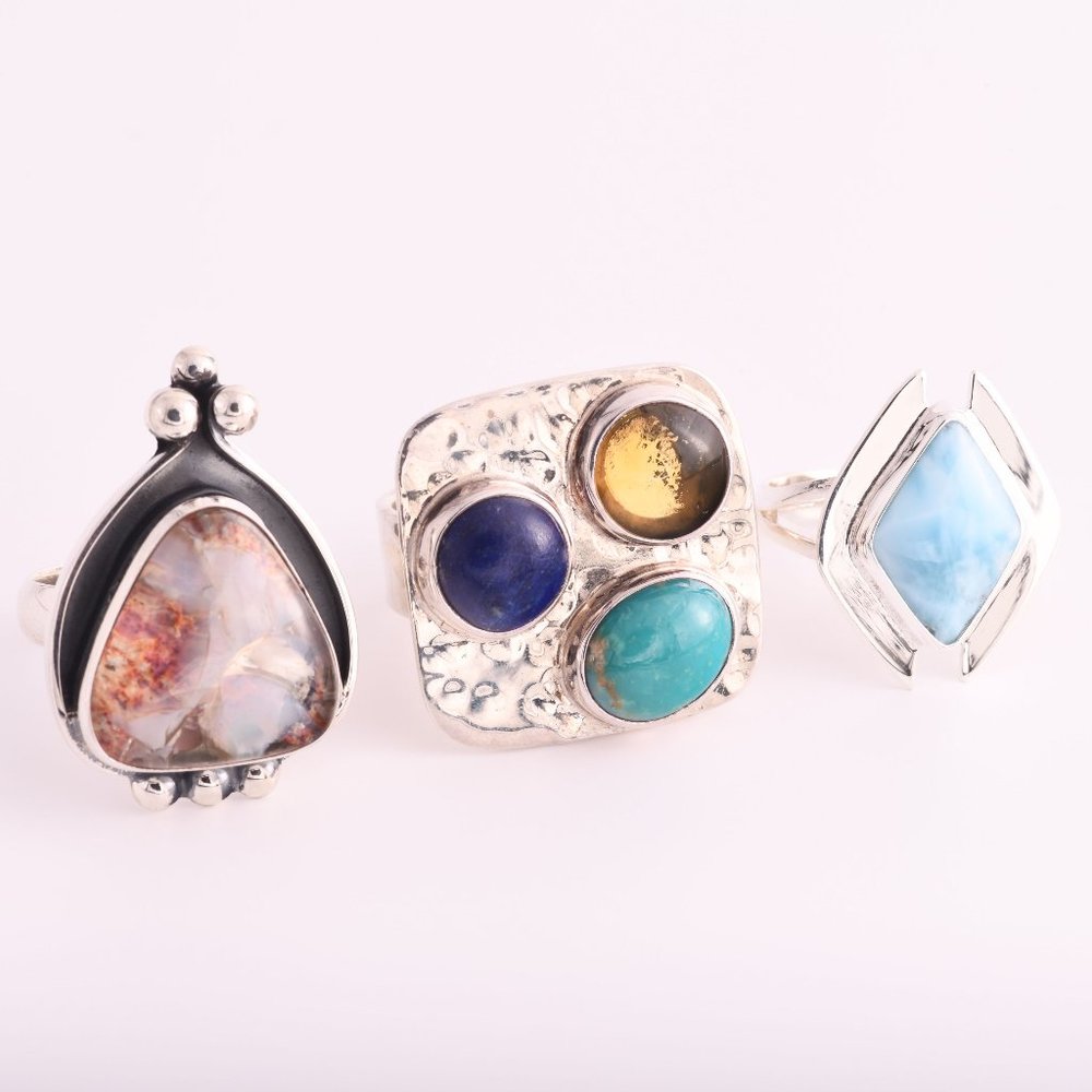 3 Sterling Silver Rings - (A96)